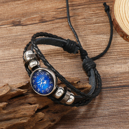 Retro Constellation Pu Leather Knitting Unisex Bracelets