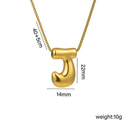 Letter Text Number Titanium Steel 18K Gold Plated Necklaces