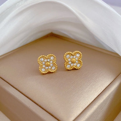 Moderate Luxury Geometric Titanium Steel 18K Gold Plated Stud Earrings