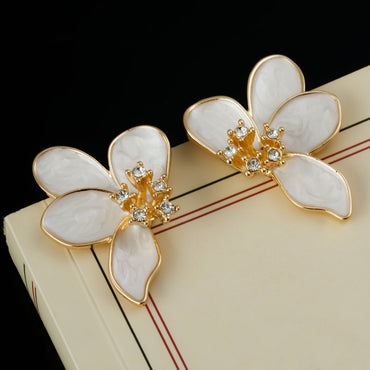 1 Pair Ig Style Sweet Flower Plating Inlay Copper Zircon Ear Studs