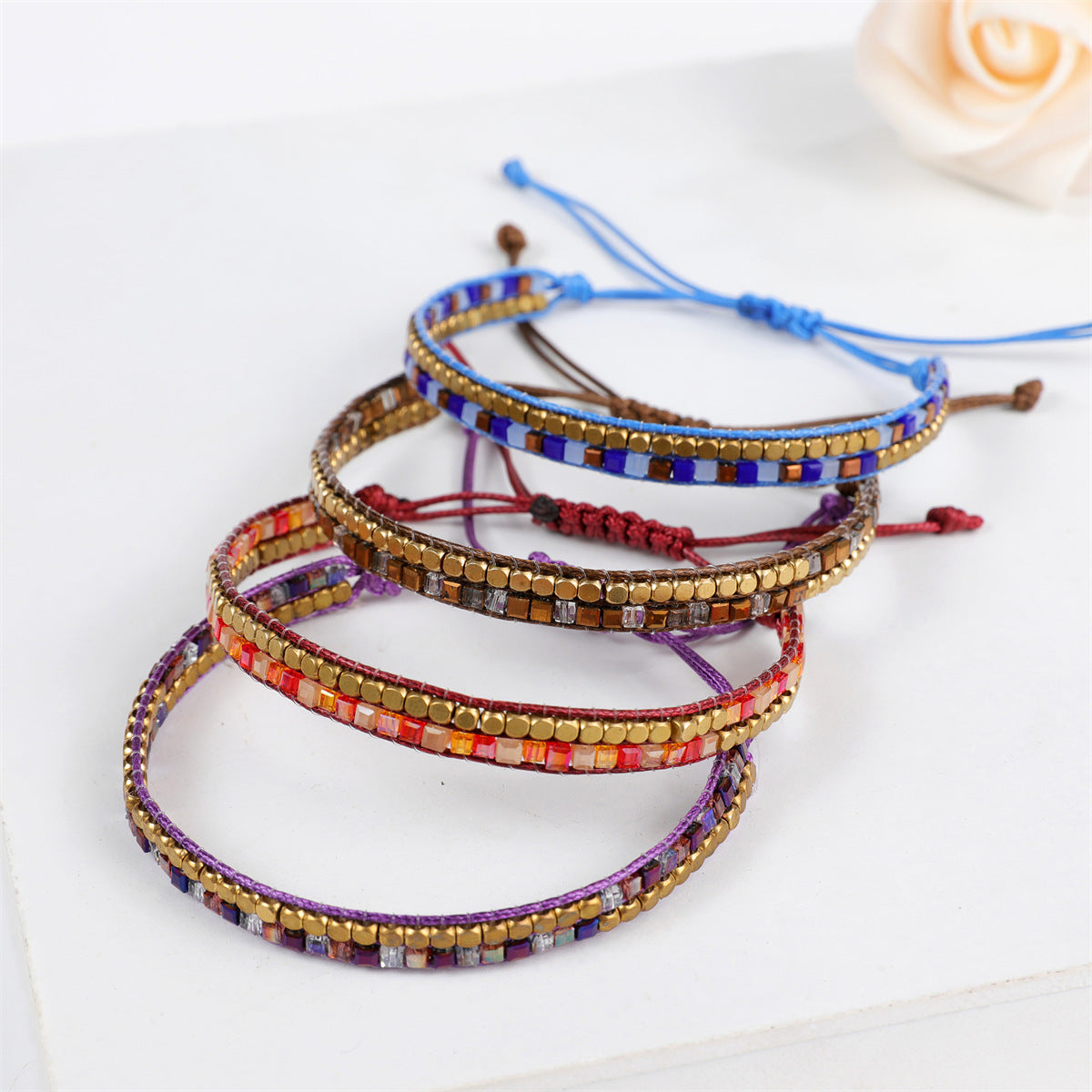 Bohemian Square Crystal Copper Knitting Bracelets