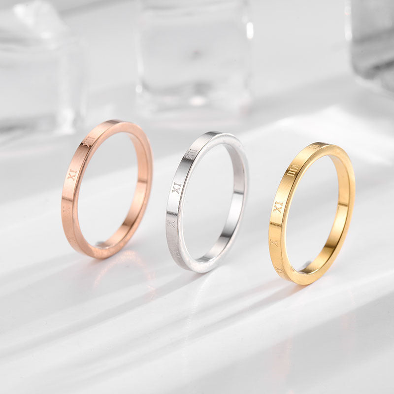 Simple Style Solid Color Titanium Steel Polishing Rings