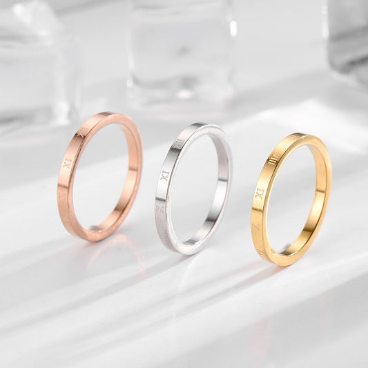 Simple Style Solid Color Titanium Steel Polishing Rings