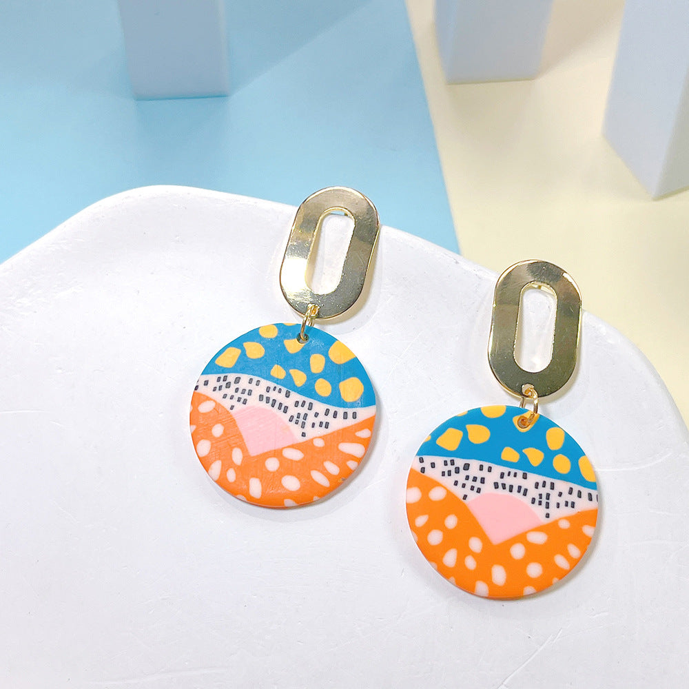 1 Pair Cute Streetwear U Shape Geometric Soft Clay Drop Earrings