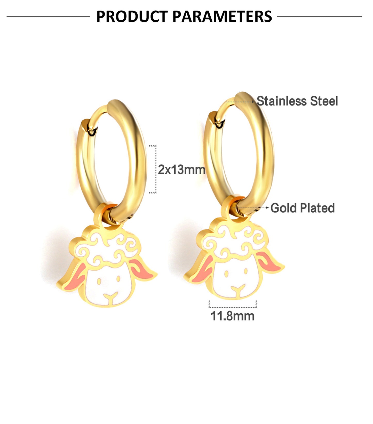 Fashion Animal Stainless Steel Plating Dangling Earrings 1 Pair