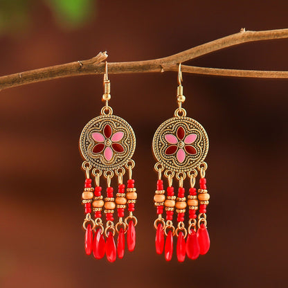 1 Pair Vintage Style Flower Metal Plating Women's Drop Earrings