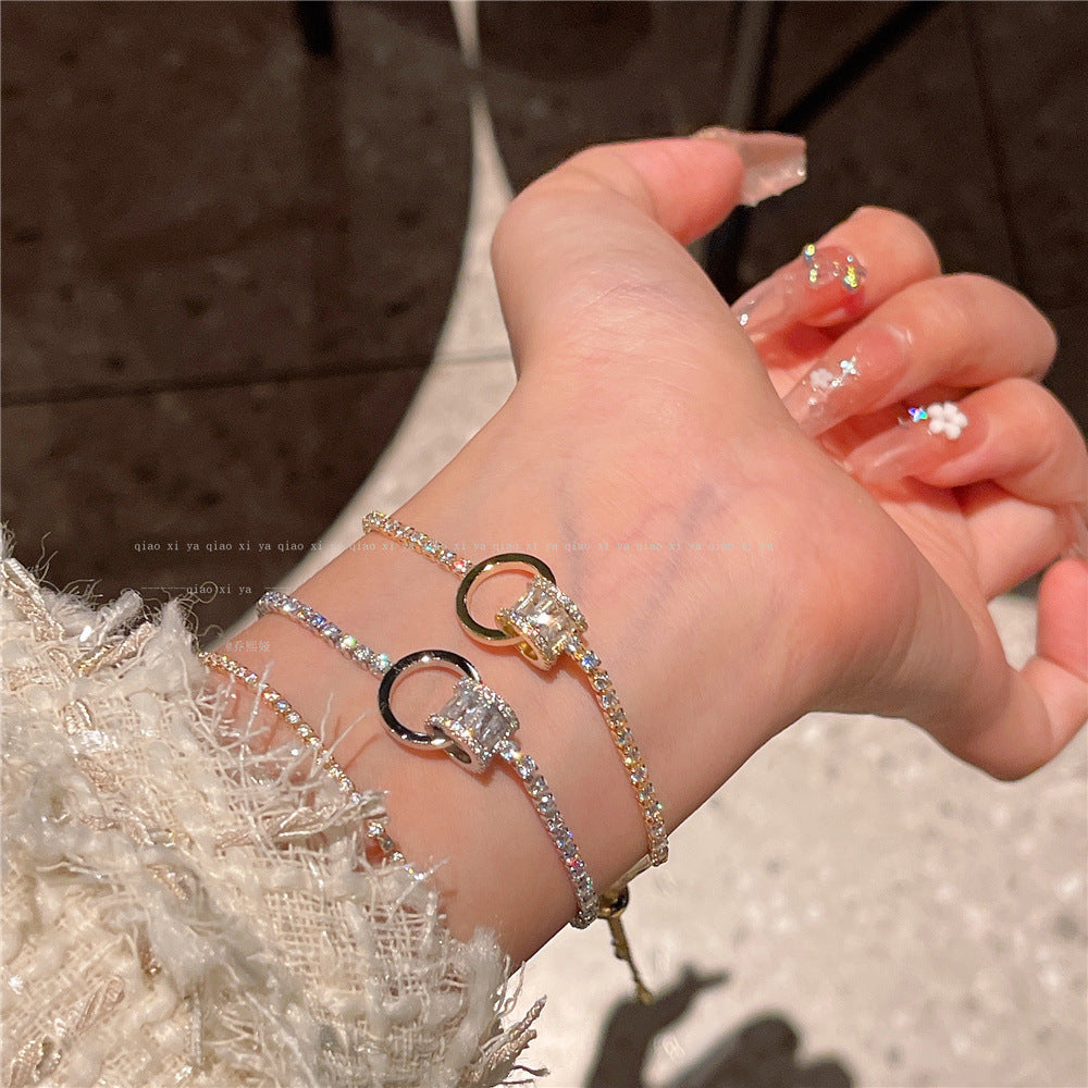 Simple Style Solid Color Copper Inlay Zircon Bracelets