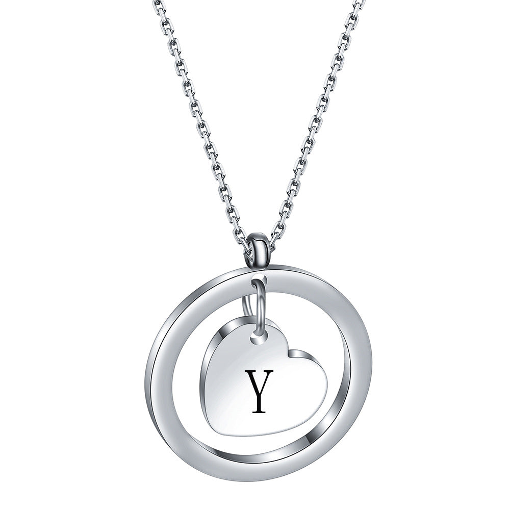 Simple Style Letter Stainless Steel Titanium Steel Plating Pendant Necklace