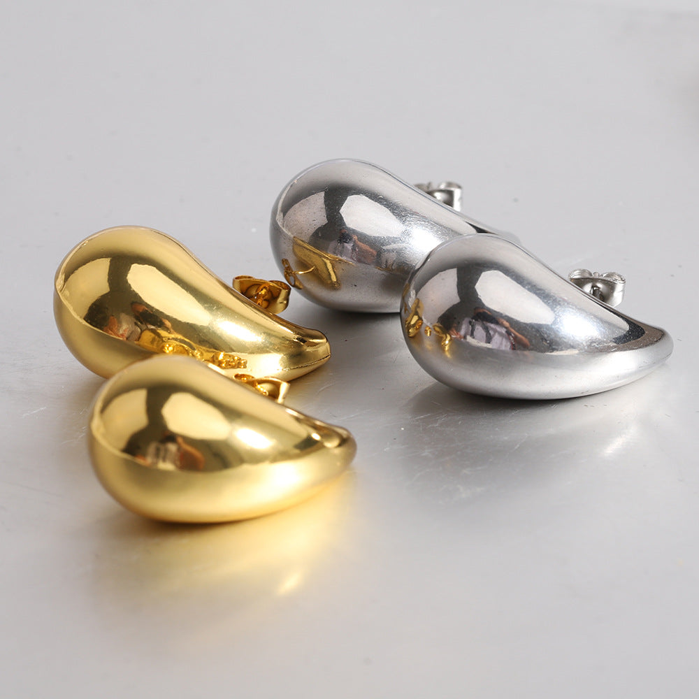 1 Pair Simple Style Water Droplets Plating Titanium Steel 18k Gold Plated Ear Studs