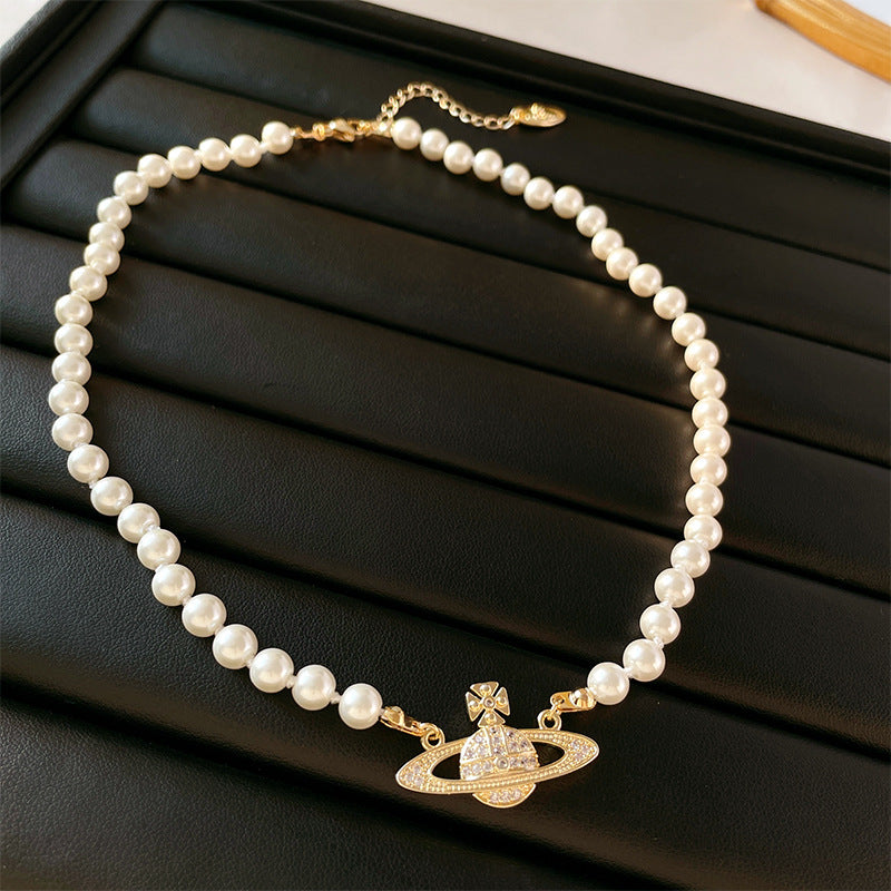 Glam Retro Heart Shape Bow Knot Imitation Pearl Beaded Plating Inlay Rhinestones Women's Layered Necklaces