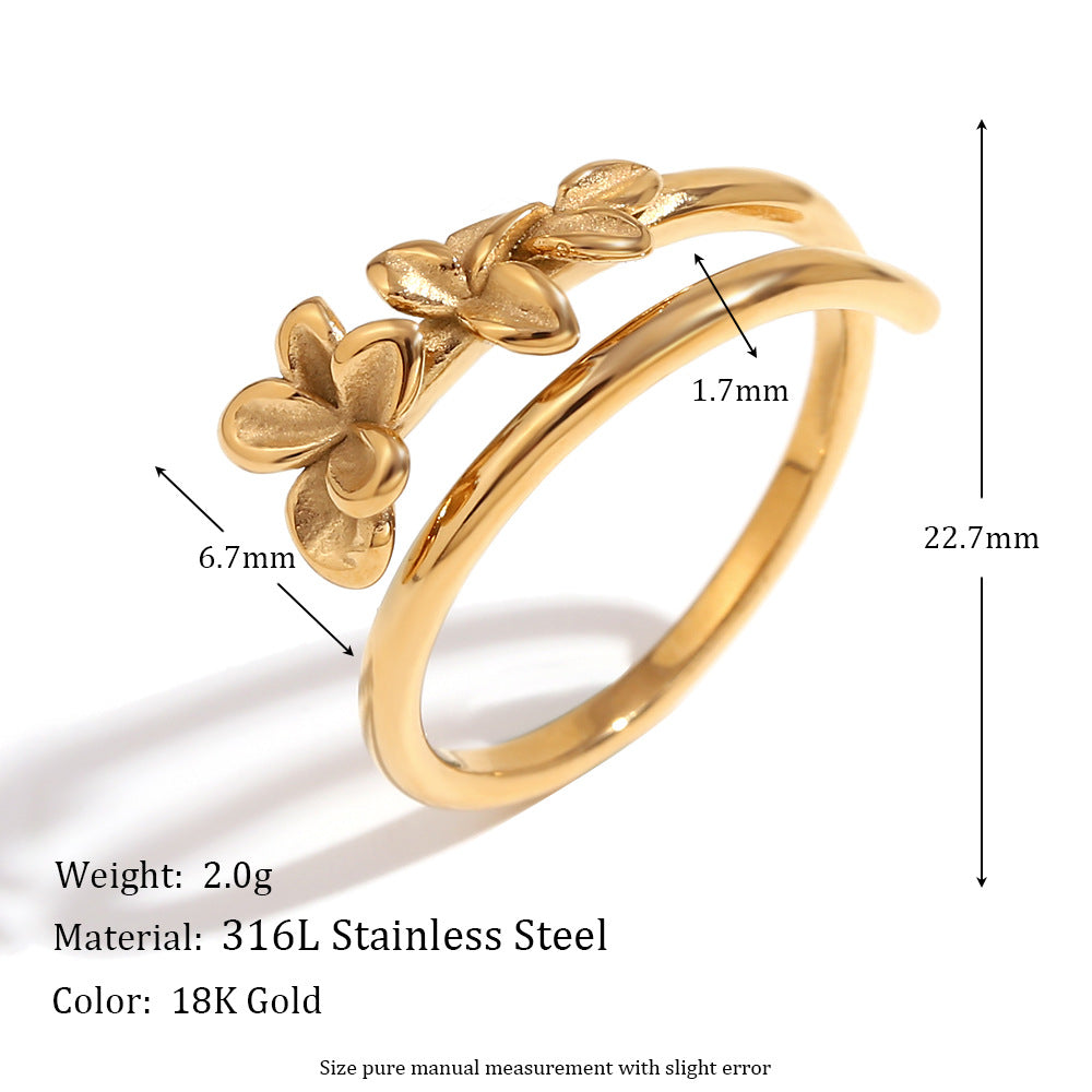 Elegant Fashion Circle Geometric Flower Stainless Steel 18K Gold Plated Rings