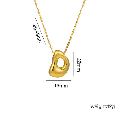 Letter Text Number Titanium Steel 18K Gold Plated Necklaces