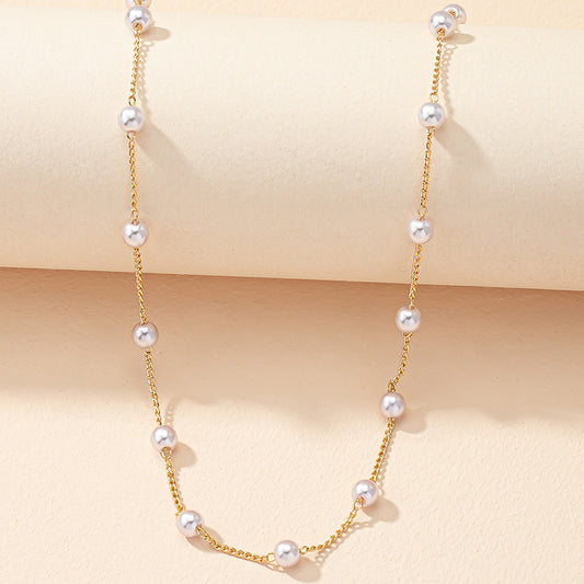 Fashion Pearl Thin Chain Sweet Millet Grain Short Necklace Accessories