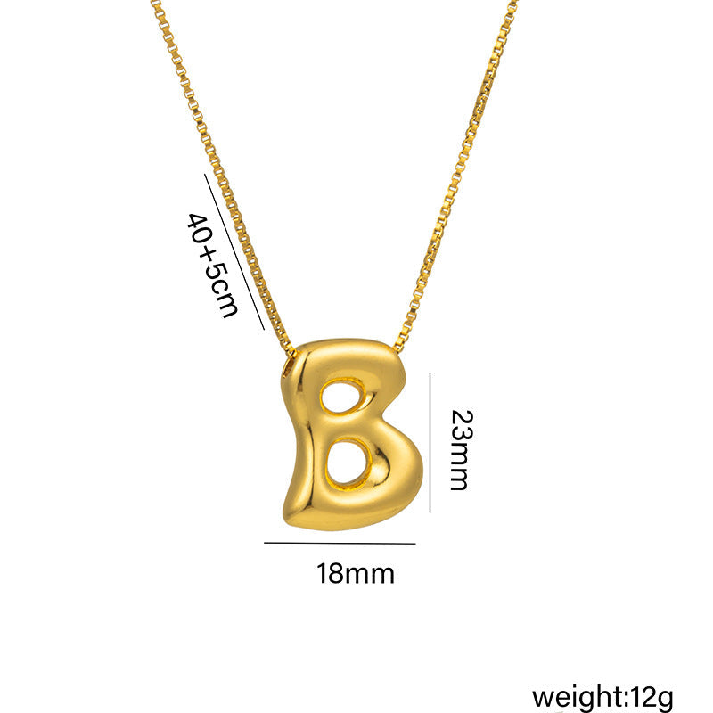 Letter Text Number Titanium Steel 18K Gold Plated Necklaces