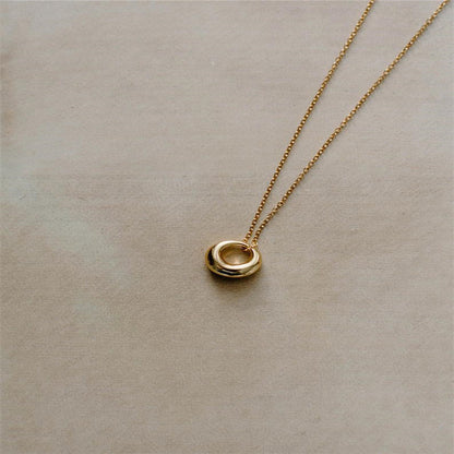 Cross-border explosive simple titanium steel necklace sweater chain full moon ring fashion OL hip hop jewelry women's clavicle chain