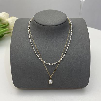 Elegant Flower Artificial Diamond Artificial Pearl Wholesale Pendant Necklace