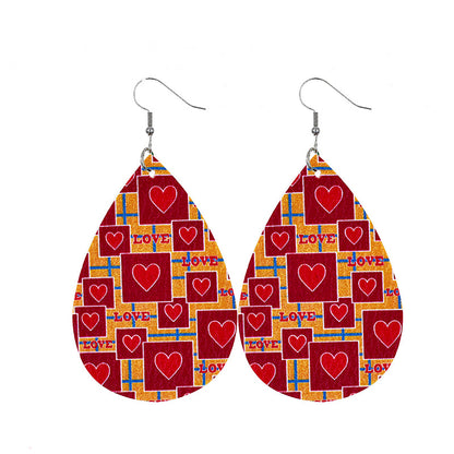 1 Pair Sweet Streetwear Heart Shape Pu Leather Drop Earrings