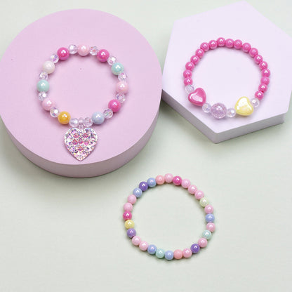 Simple Style Heart Shape Flower Plastic Beaded Girl's Bracelets