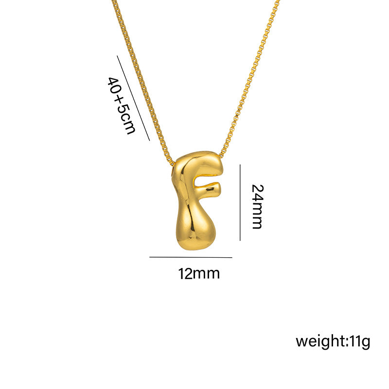 Letter Text Number Titanium Steel 18K Gold Plated Necklaces