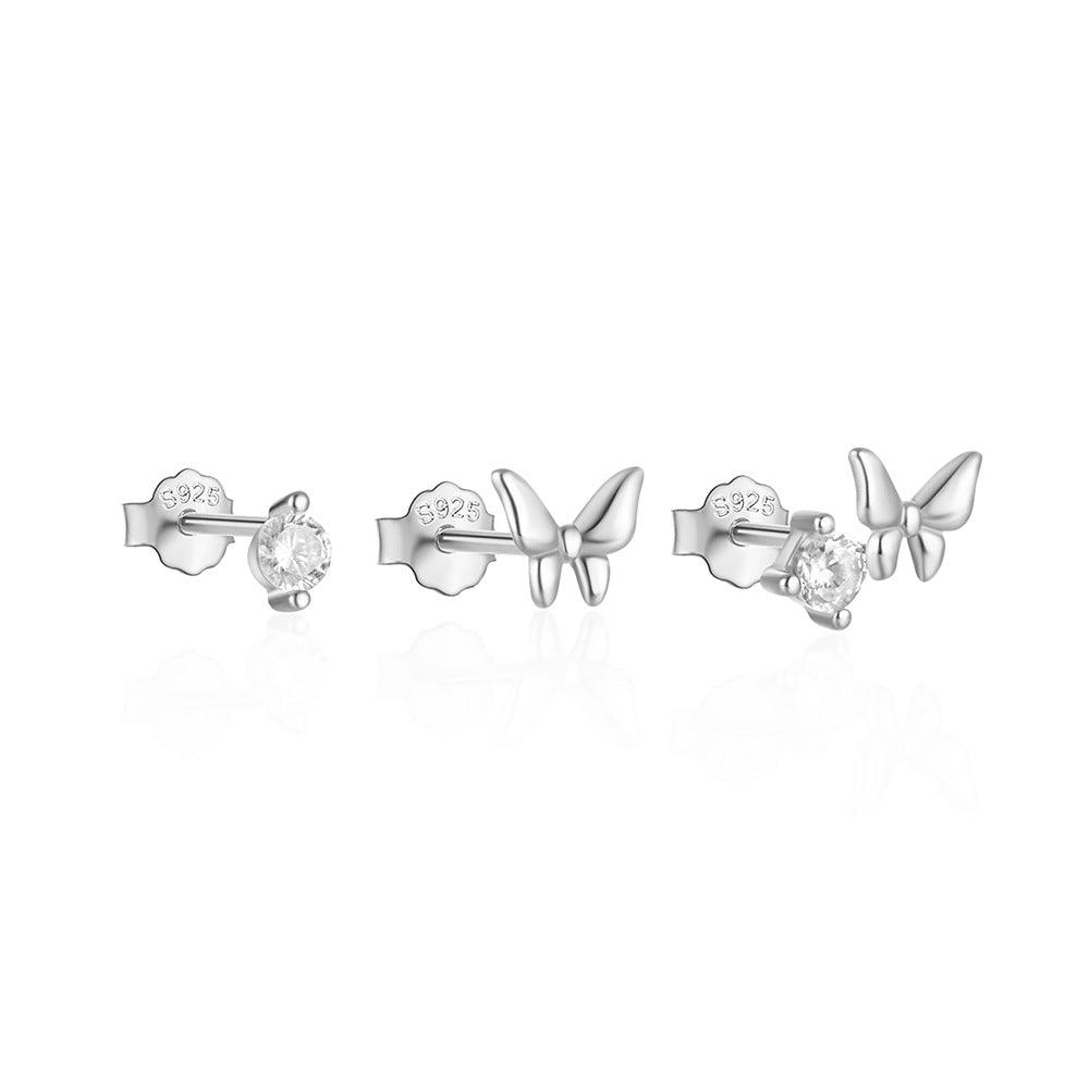 1 Set Ig Style Butterfly Plating Sterling Silver Drop Earrings Ear Studs