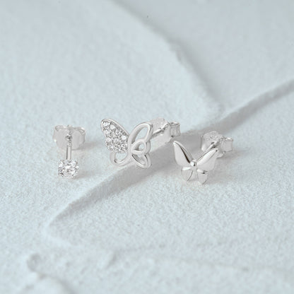 1 Set Simple Style Star Butterfly Plating Sterling Silver Ear Studs