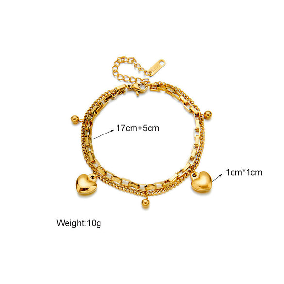 Fashion Women Heart Circle Titanium Steel Electroplating Bracelets