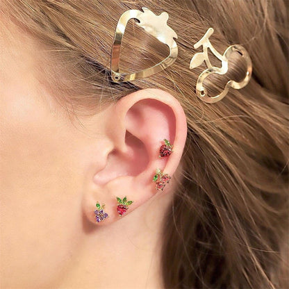 Streetwear Animal Fruit Brass Gem Ear Studs 1 Piece