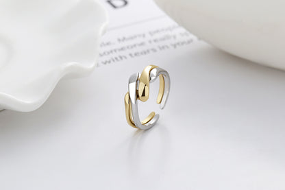 Fashion Twist Copper Plating Open Ring 2 Pieces