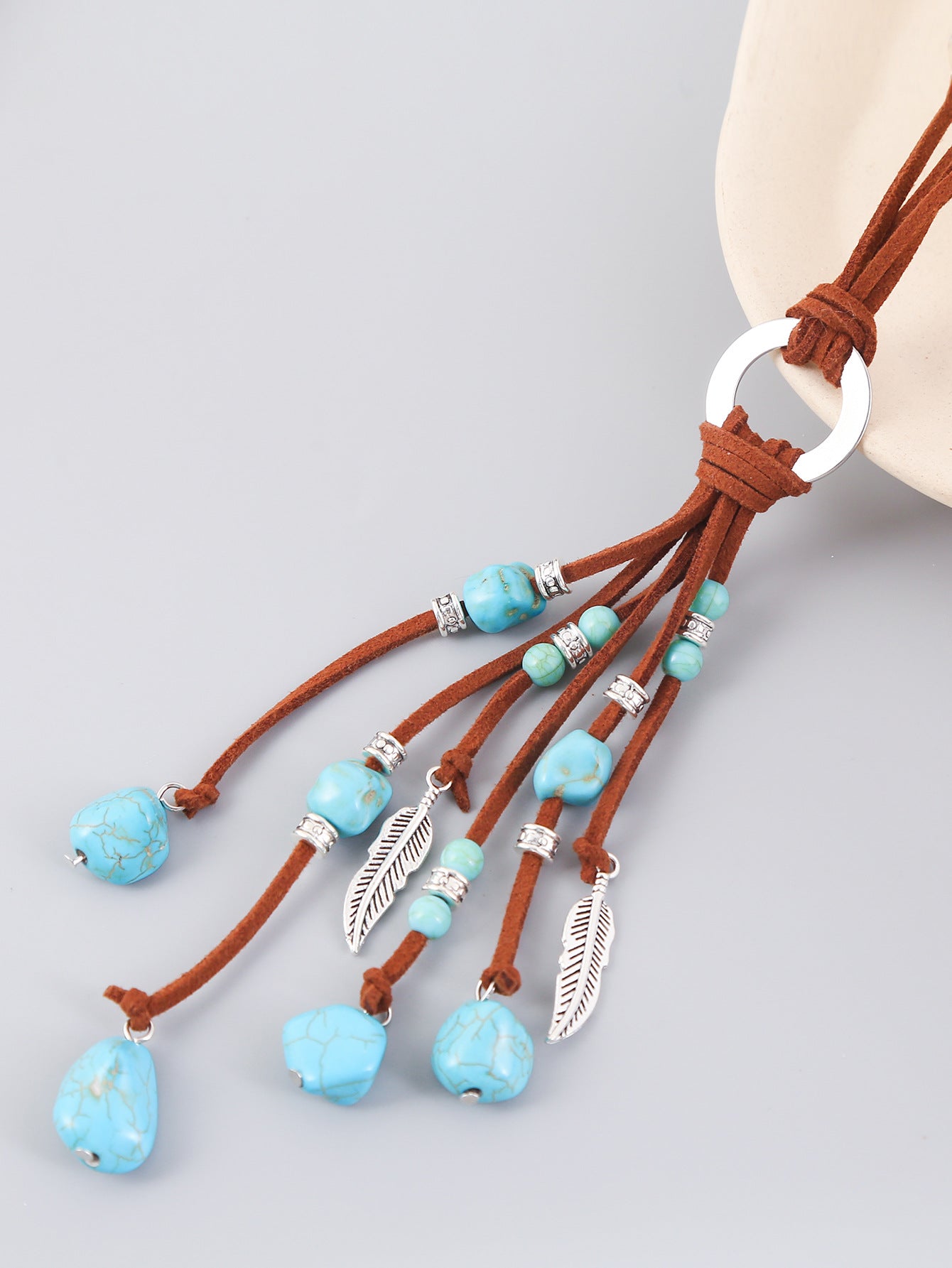 Ethnic Style Water Droplets Alloy Turquoise Plating Women's Pendant Necklace 1 Piece