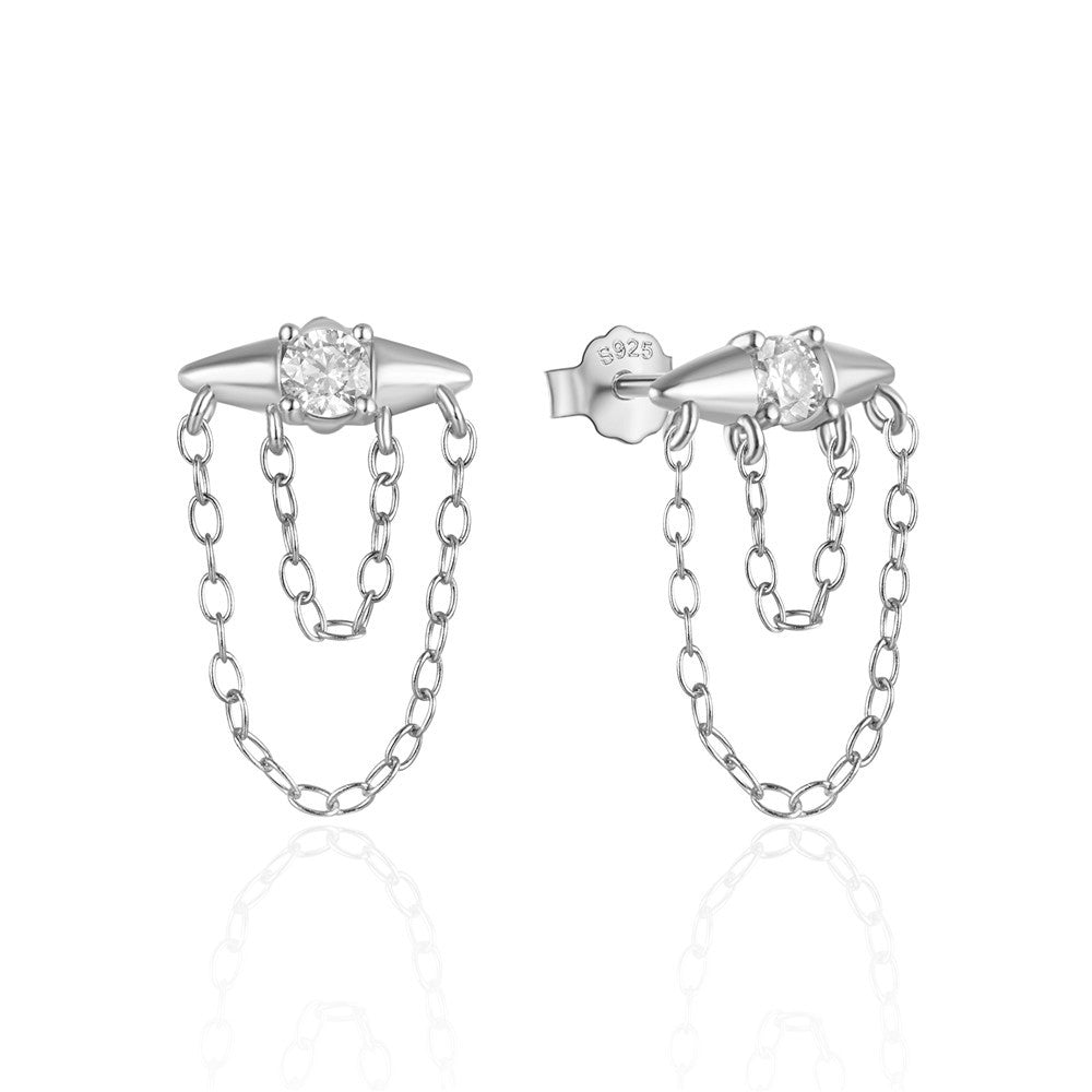 1 Pair Simple Style Geometric Plating Inlay Sterling Silver Zircon Earrings