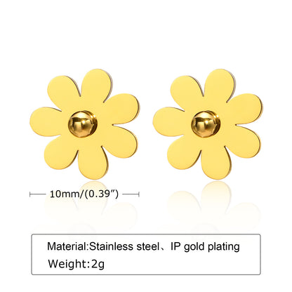 Simple Style Flower Stainless Steel Plating Ear Studs 1 Pair