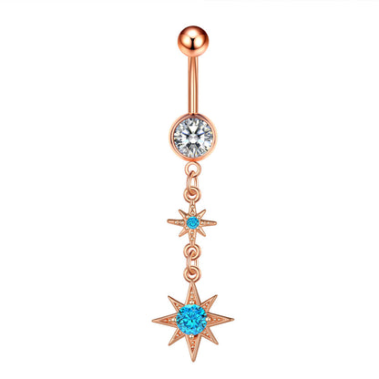 Fashion Heart Shape Copper Plating Zircon Belly Ring 1 Piece