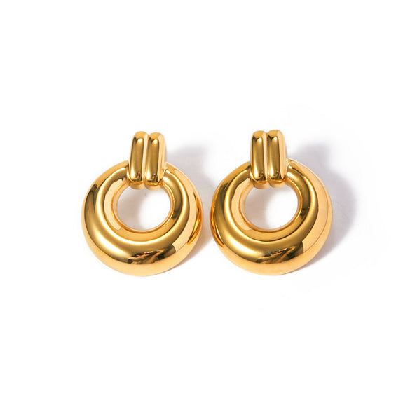 Maillard Circle Stainless Steel 18K Gold Plated Earrings