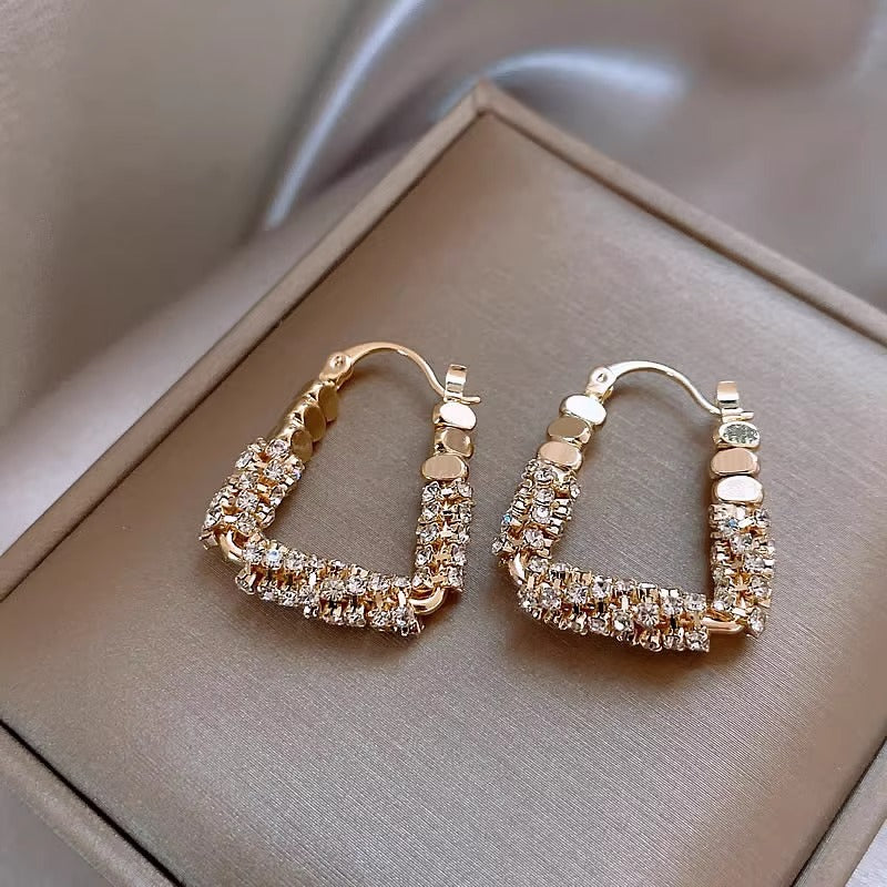 1 Pair Simple Style U Shape Inlay Copper Rhinestones Earrings