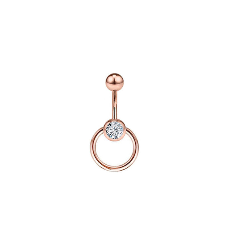 Simple Style Round Stainless Steel Zircon Belly Ring In Bulk