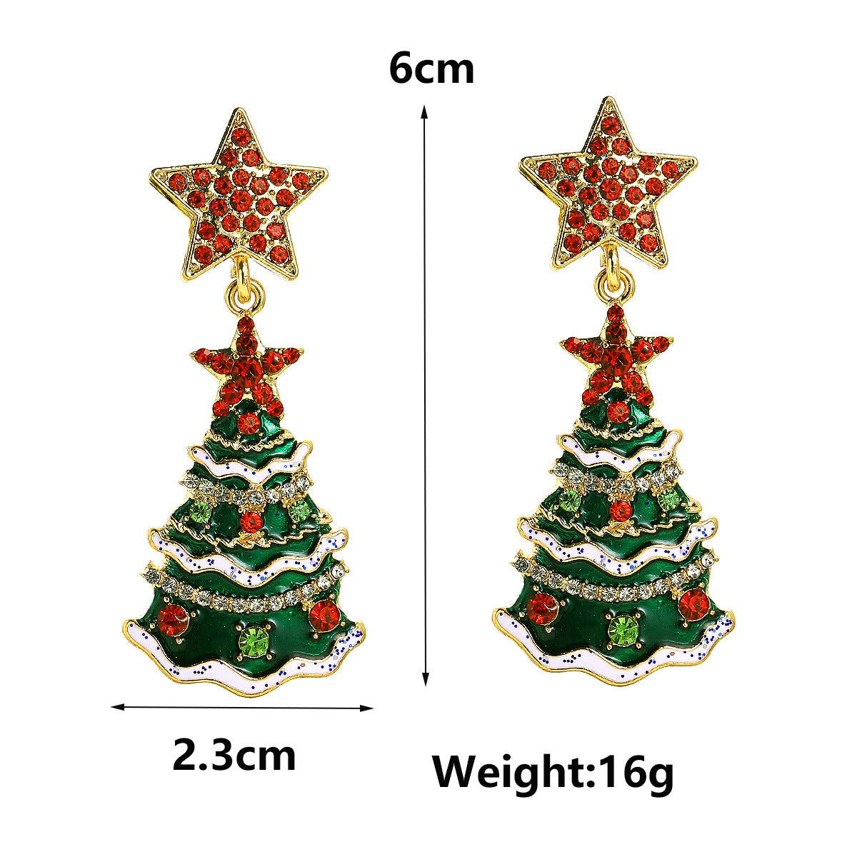 Fashion Christmas Tree Alloy Enamel Inlay Artificial Gemstones Women's Drop Earrings 1 Pair