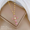 Minimalist Geometric Titanium Steel Diamond Inlay Necklaces