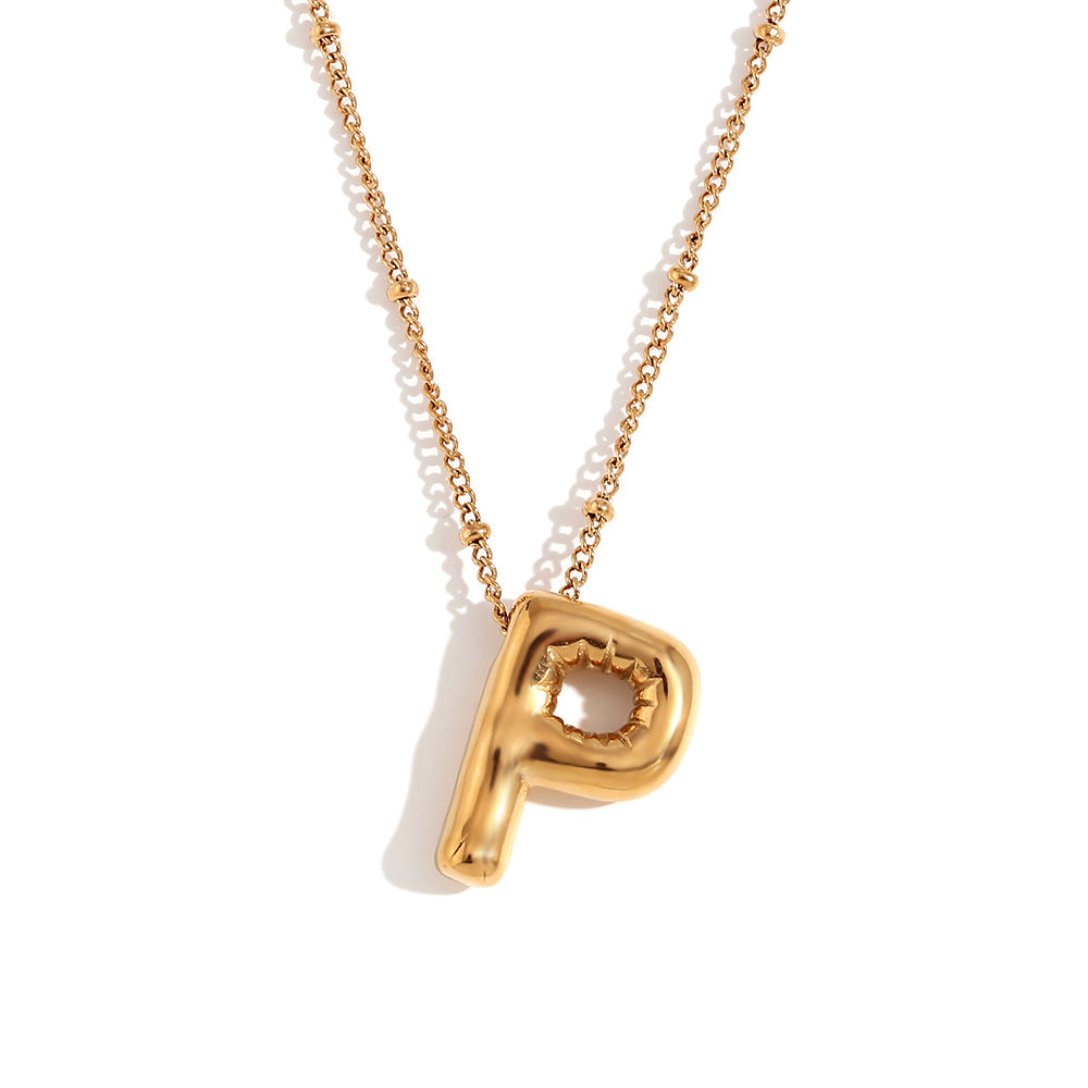 Fashion Letter Number Text Stainless Steel 18K Gold Plated Necklaces