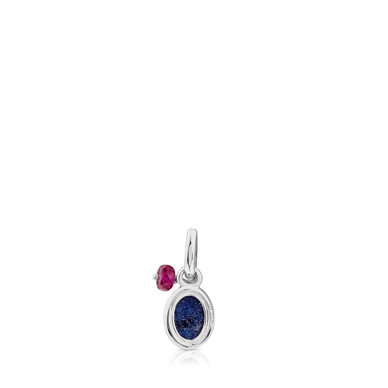 Elegant Oval Sterling Silver Inlay Artificial Gemstones Charms