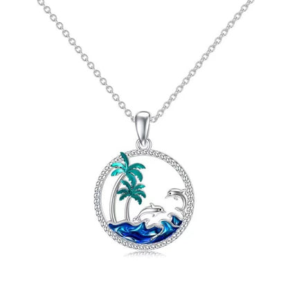 Simple Style Coconut Tree Spray Dolphin Copper Plating Pendant Necklace 1 Piece