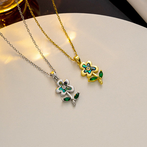 Quadrilateral Geometric Titanium Steel 18K Gold Plated Necklaces