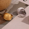 Vintage Fashion Retro Circle Geometric Stainless Steel 18K Gold Plated Rings