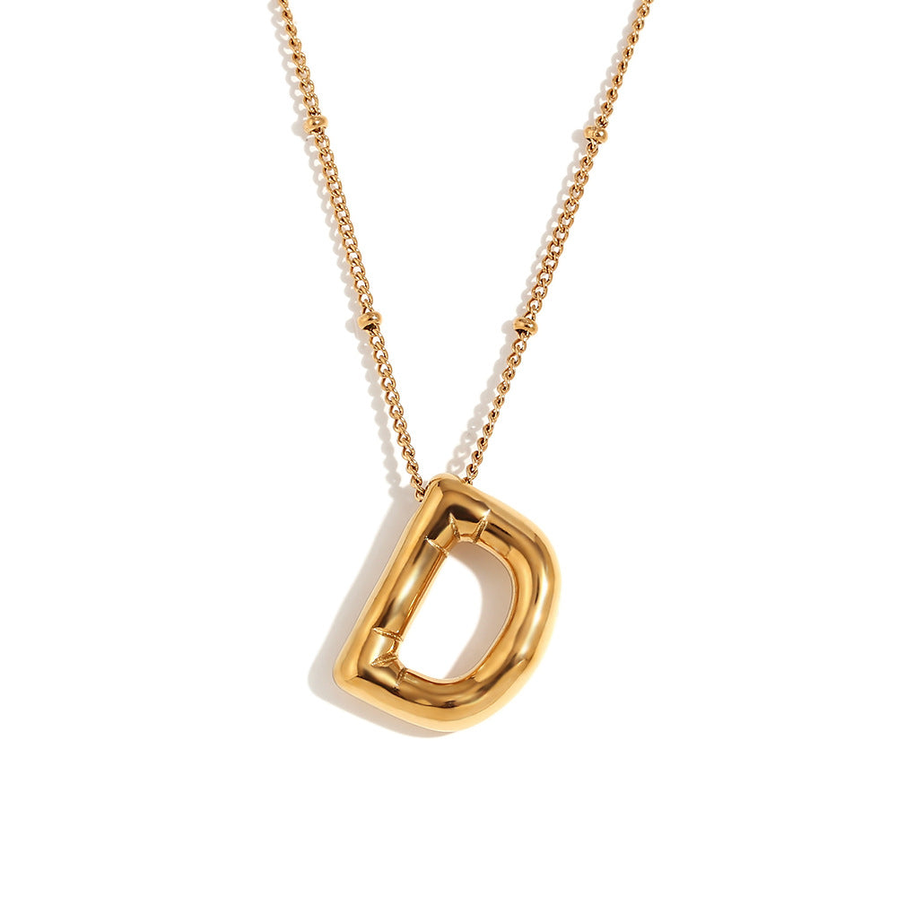 Fashion Letter Number Text Stainless Steel 18K Gold Plated Necklaces