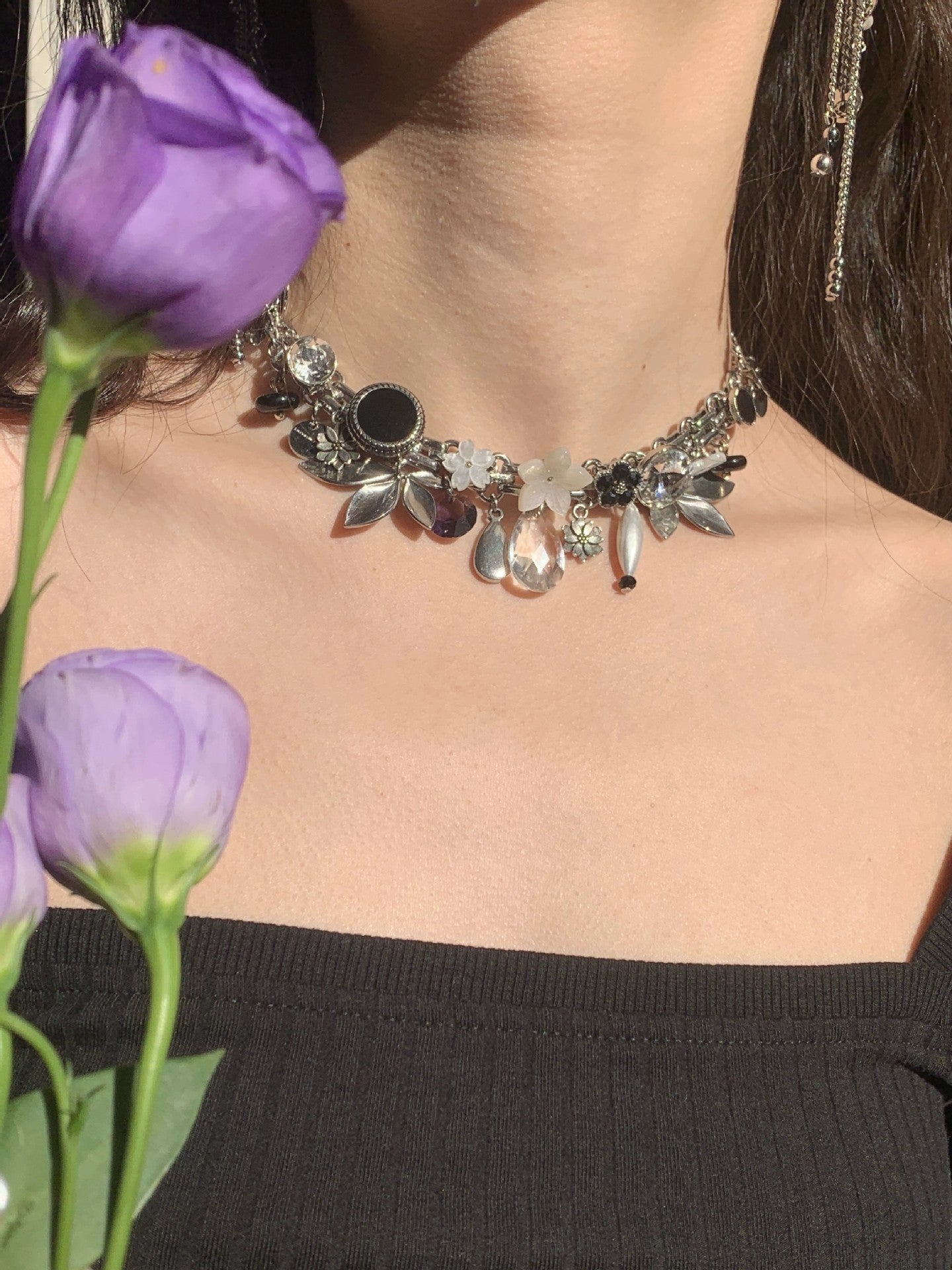 Exaggerated Flower Artificial Crystal Alloy Wholesale Choker