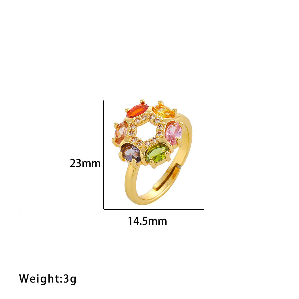 Moderate Luxury Round Geometric Titanium Steel 18K Gold Plated Rings