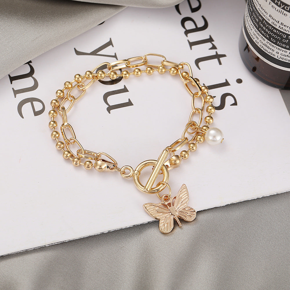 Simple Style Butterfly Alloy Plating Pearl Bracelets 1 Piece