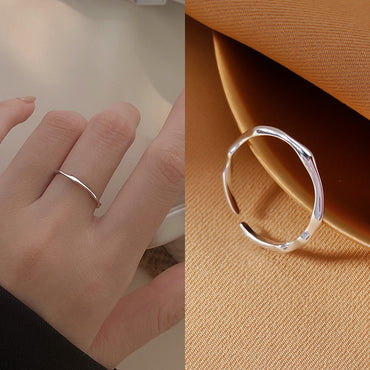 Simple Style Bow Knot Copper Inlay Shell Zircon Open Ring