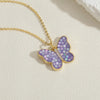 Copper Plated 14K Real Gold Color Dripping Oil Butterfly Pendant Necklace Women's Ins Personalized Design Shell Zircon Clavicle Chain