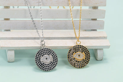 Fashion Micro-set Zircon Devil's Eye Pendant Copper Necklace Wholesale