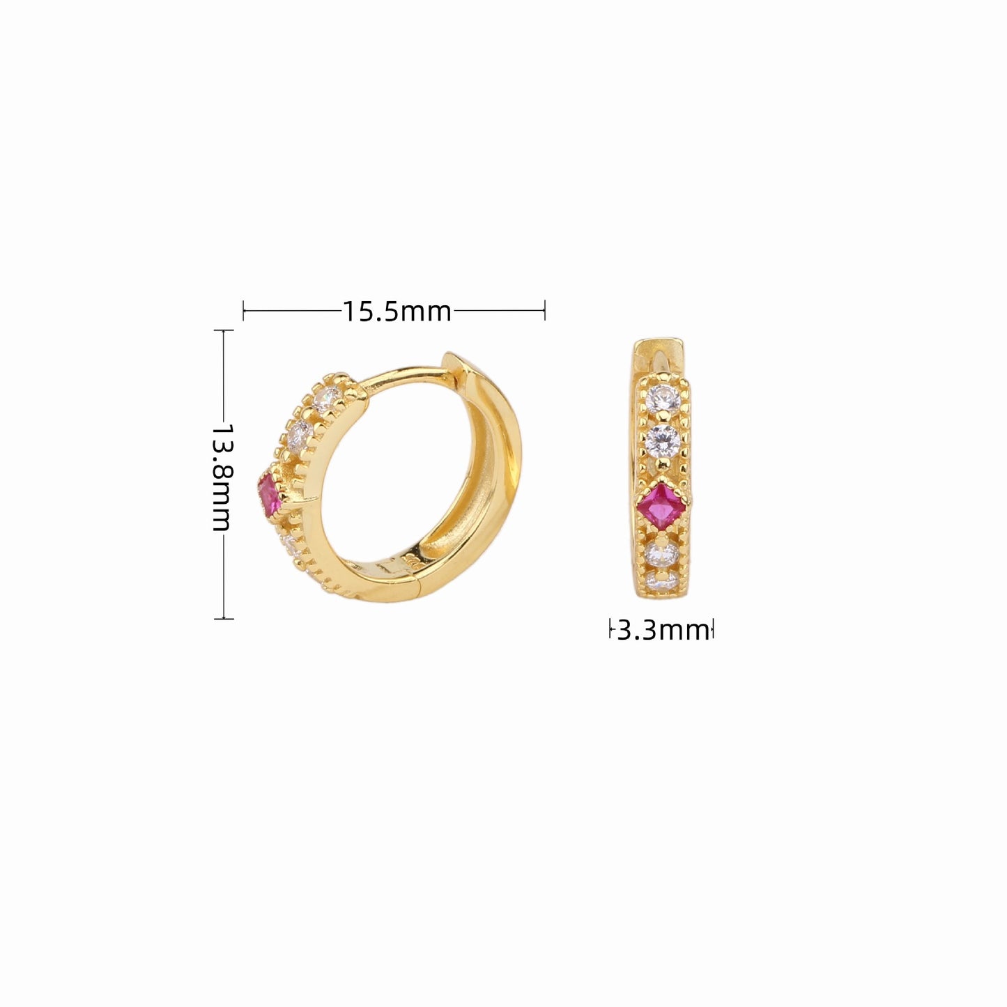 1 Pair Simple Style Round Rhombus Sterling Silver Inlay Zircon White Gold Plated Gold Plated Earrings